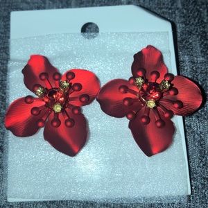 Red Floral Earrings